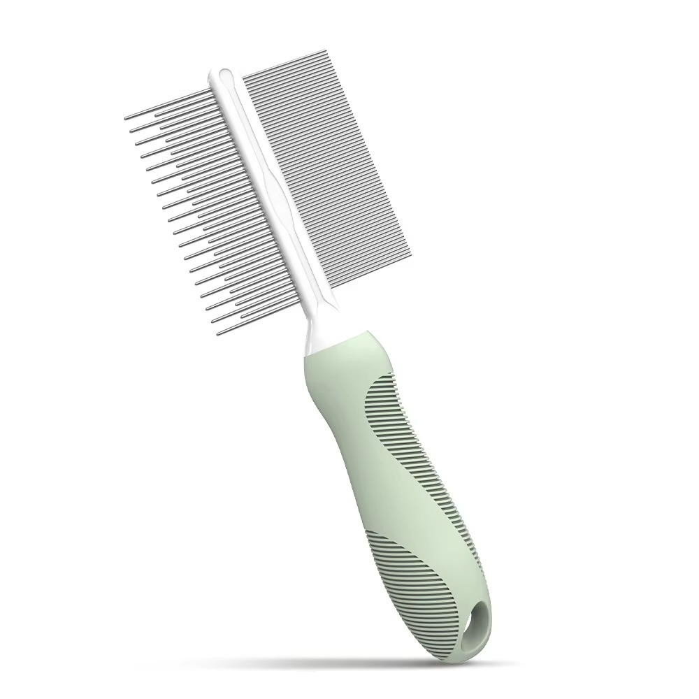 New Stainless Steel Pet Hair Grooming Long & Short Teeth Flea Finishing Comb for Dogs and Cats