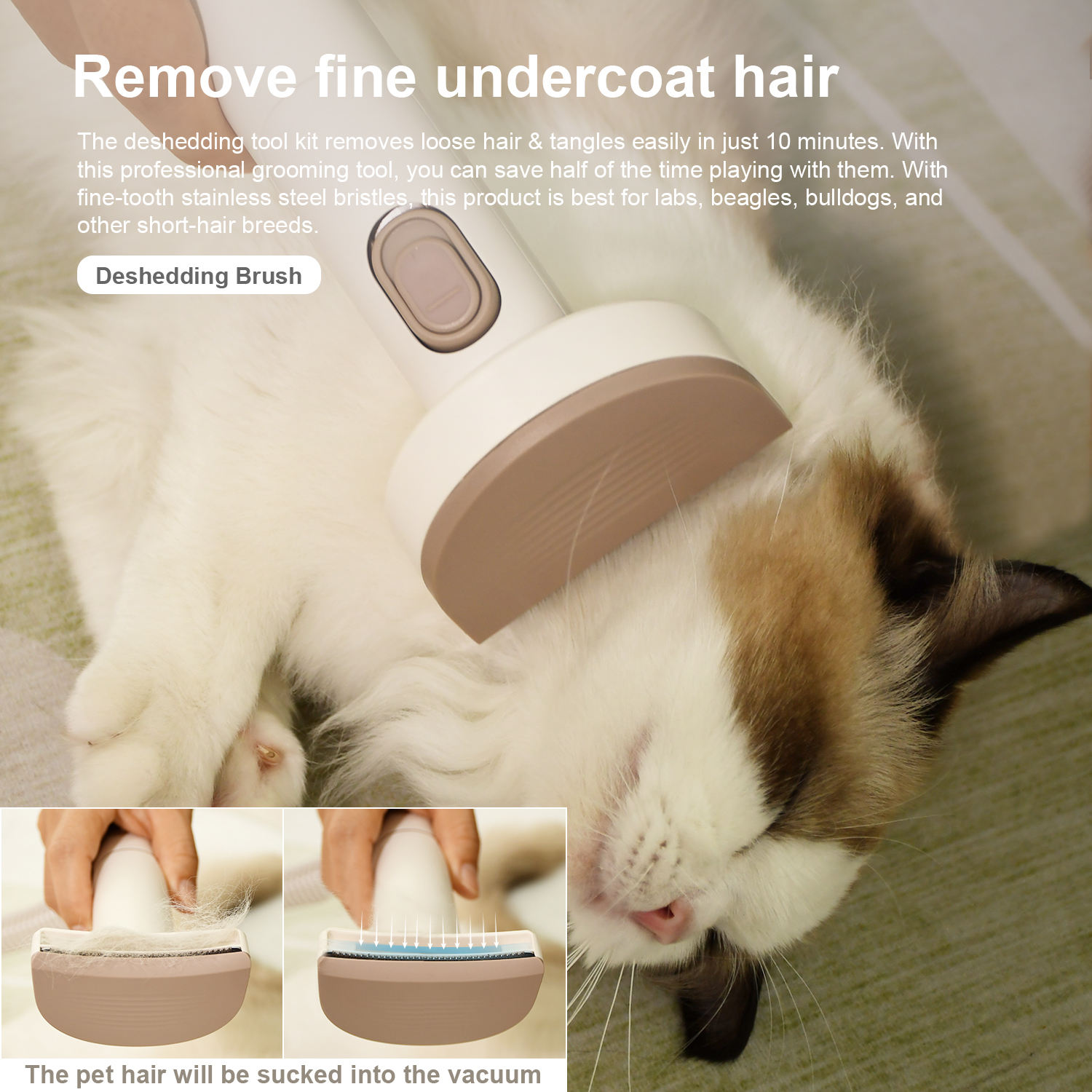 Pet Vacuum Cleaner Electric Clipper Slicker Deshedding Cleaning Dog and Cat Hair Fur Grooming Brush Kit