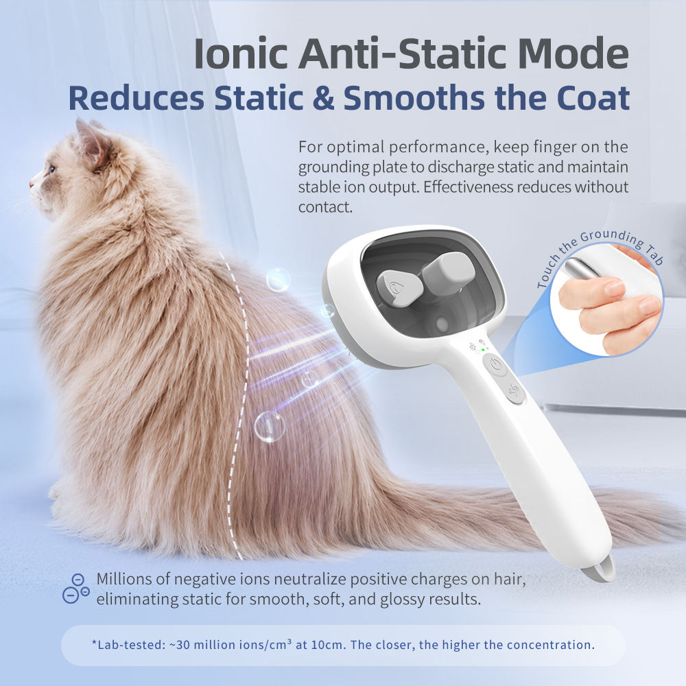 3-in-1 Slef Cleaning Ionic Anti-Static Spray Pet Hair Grooming Slicker Brush for Dog and Cat