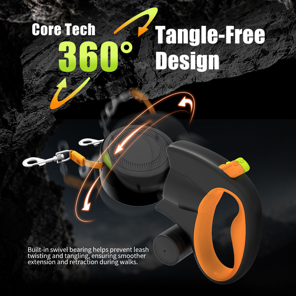 9ft Adjustable Dual Small Dogs tangle Free Retractable Pet Leash with Poop Bag Dispenser
