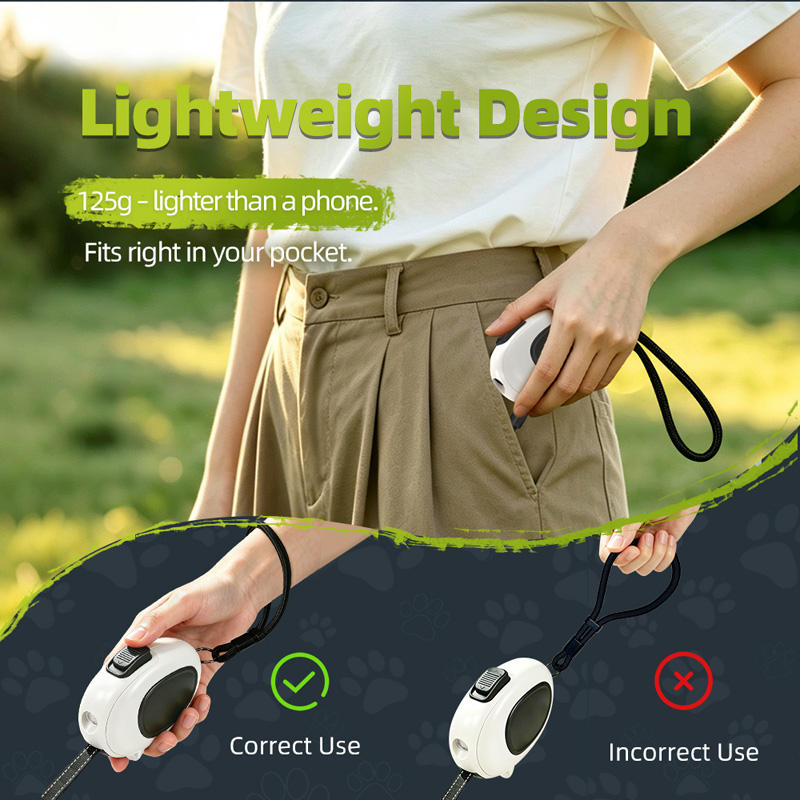 Custom Hands-Free Tangle Free LED Light Dog Retractable Leash for Small Pets