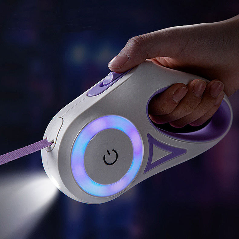 Wholesale Led Light Ring Nylon Tape Automatic Pet Lead Retractable Dog Leash