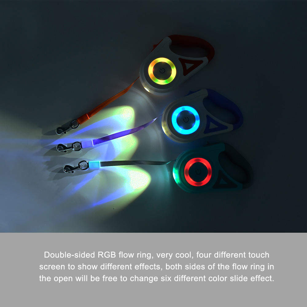 Wholesale Led Light Ring Nylon Tape Automatic Pet Lead Retractable Dog Leash