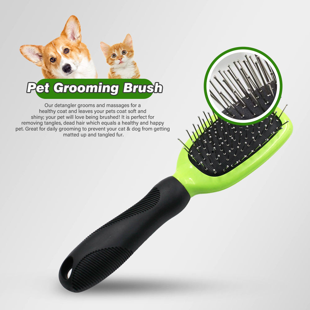 Custom Logo Long Haired Loose Hair Tangles Removal Pet Grooming Massage Dog and Cat Pin Brush