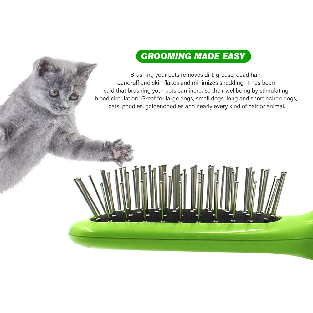 Custom Logo Long Haired Loose Hair Tangles Removal Pet Grooming Massage Dog and Cat Pin Brush