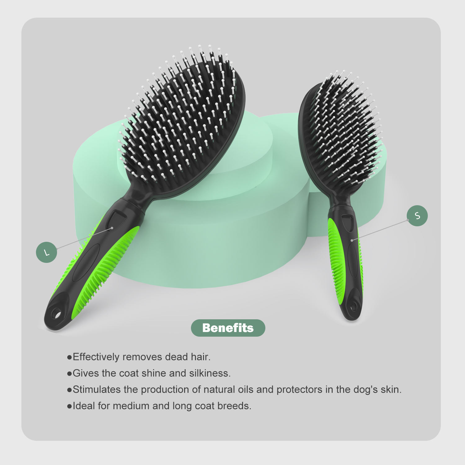 Pet Hair Grooming Tool Nylon Pin and Bristle Long-haired Dog and Cat Finishing Brush