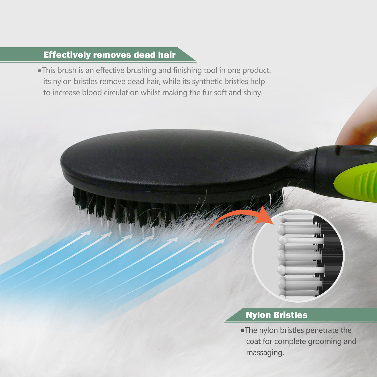 Pet Hair Grooming Tool Nylon Pin and Bristle Long-haired Dog and Cat Finishing Brush