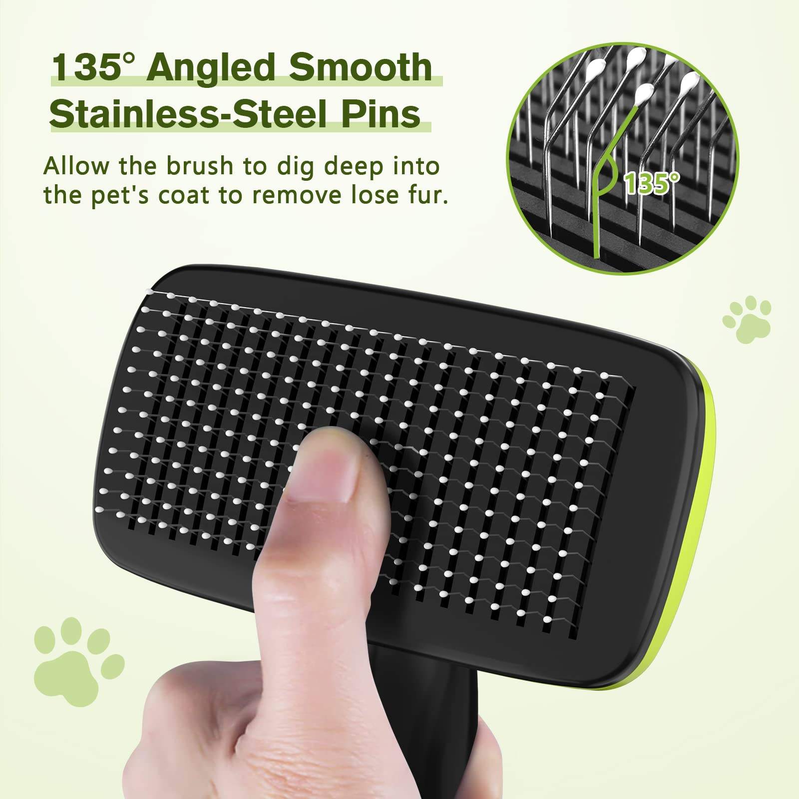 One Button Self Cleaning Pet Hair Shedding & Grooming Dog and Cat Slicker Brush