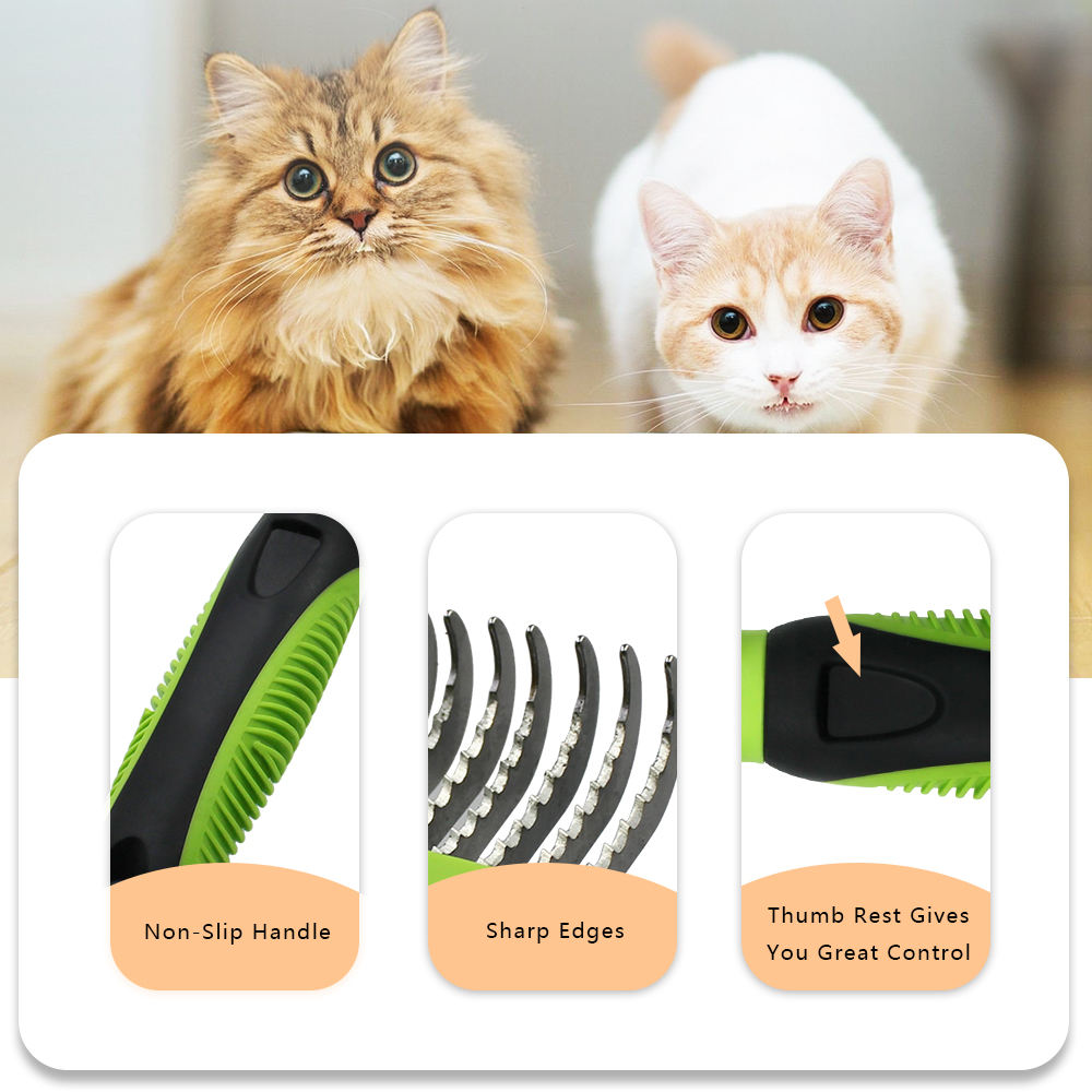 Custom Stainless Steel Blades Pet Hair Grooming Mats Cut Dog and Cat Rake Dematting Comb