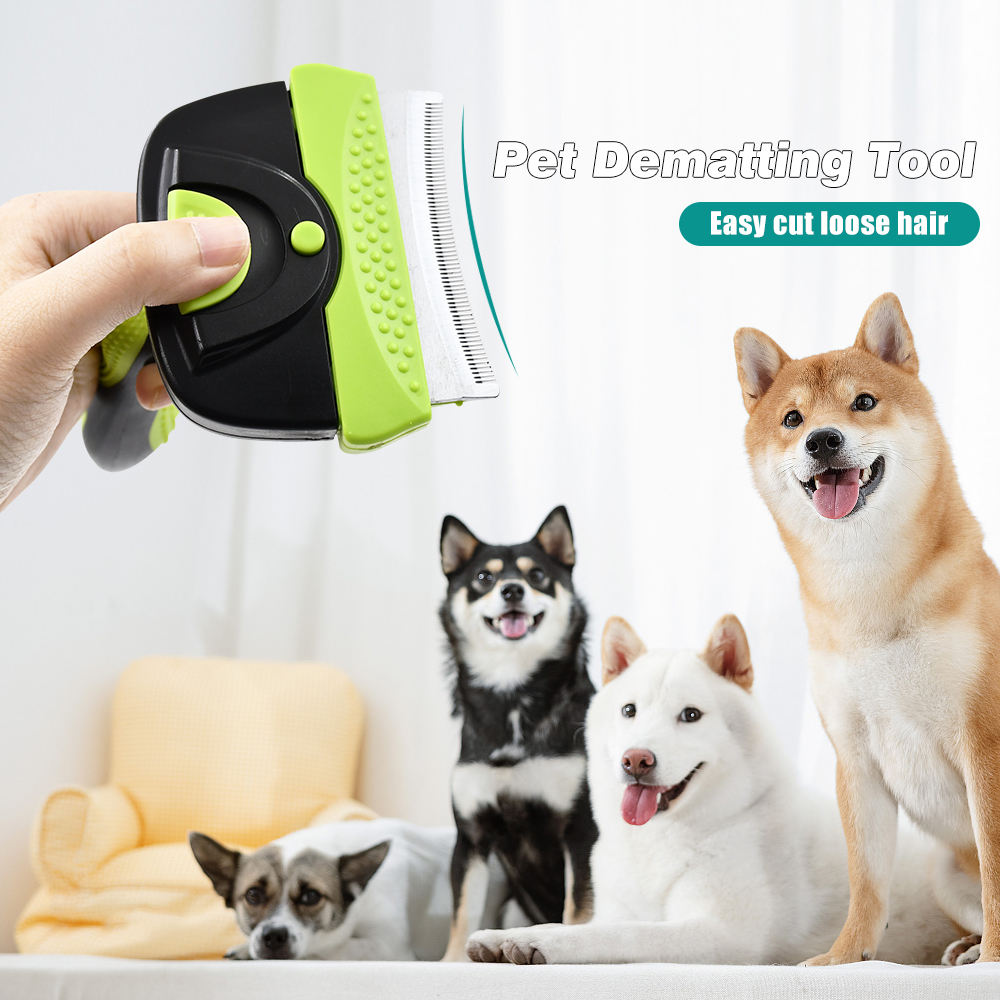 One-Click Self Cleaning Pet Deshedding Brush Easy Release Pet Hair Removal Comb Grooming Tool for Dogs Cats