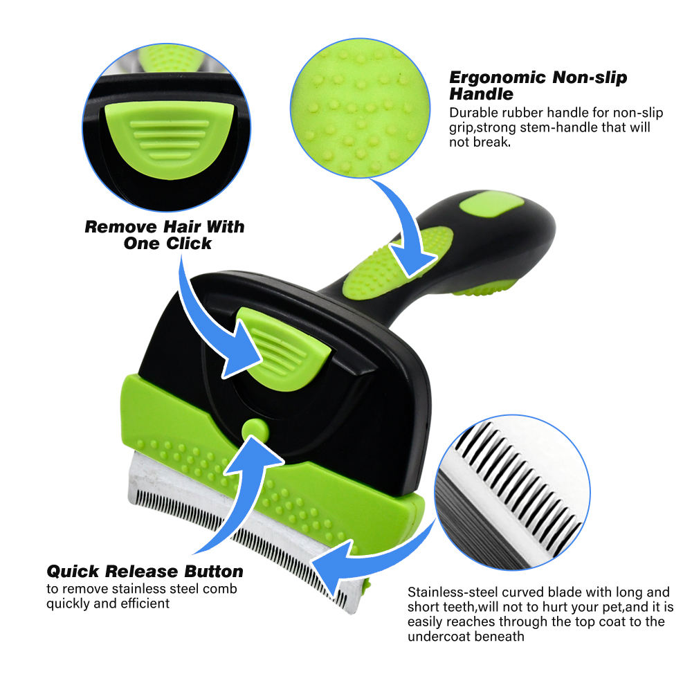 One-Click Self Cleaning Pet Deshedding Brush Easy Release Pet Hair Removal Comb Grooming Tool for Dogs Cats