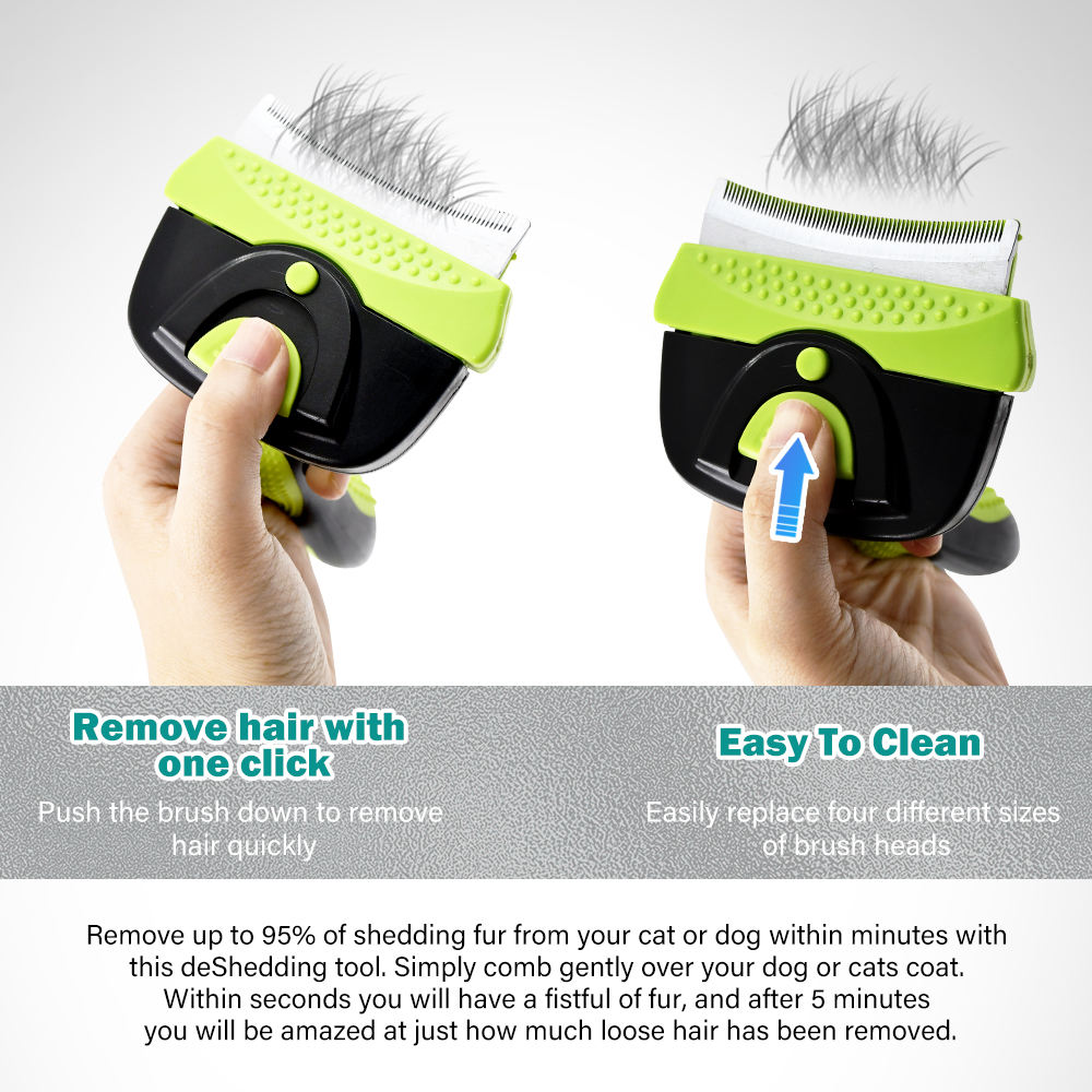 One-Click Self Cleaning Pet Deshedding Brush Easy Release Pet Hair Removal Comb Grooming Tool for Dogs Cats
