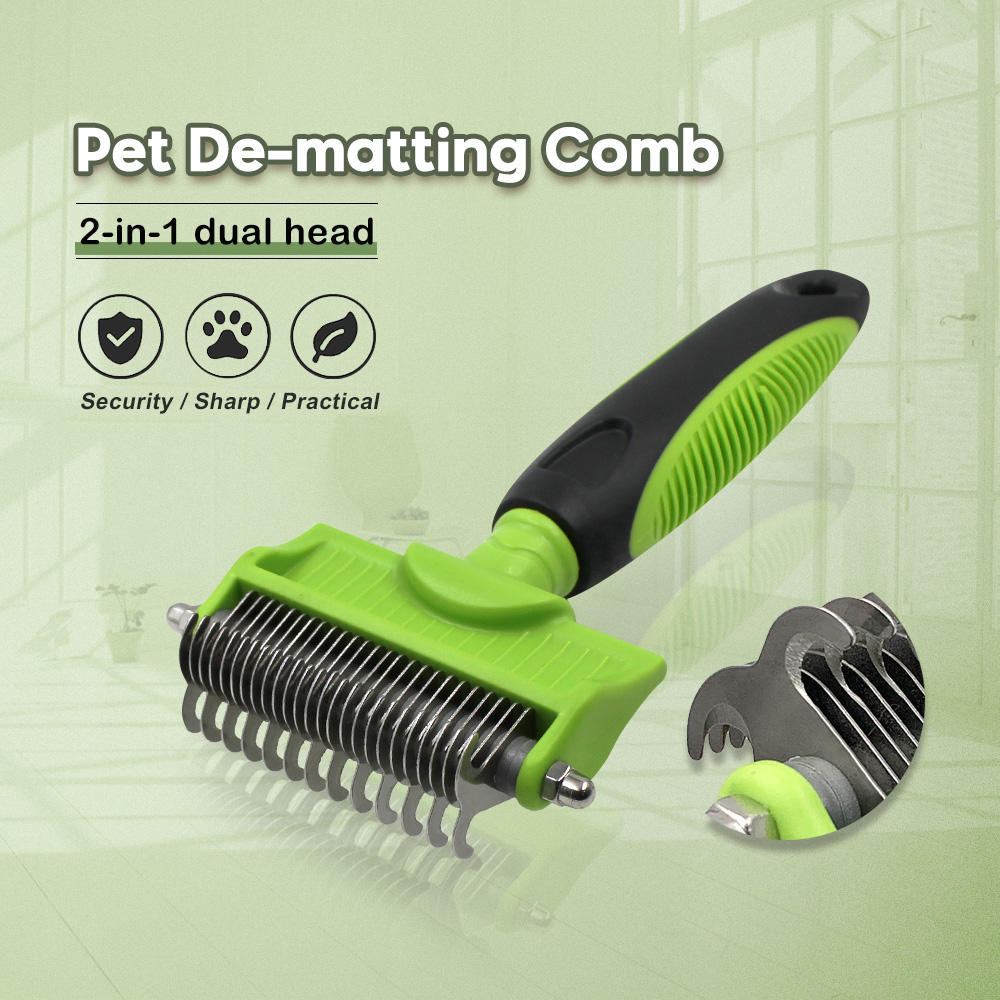 13+25 Stainless Steel Baldes Pet Hair Knot Grooming Brush Dog Cat Dematting Rake Comb