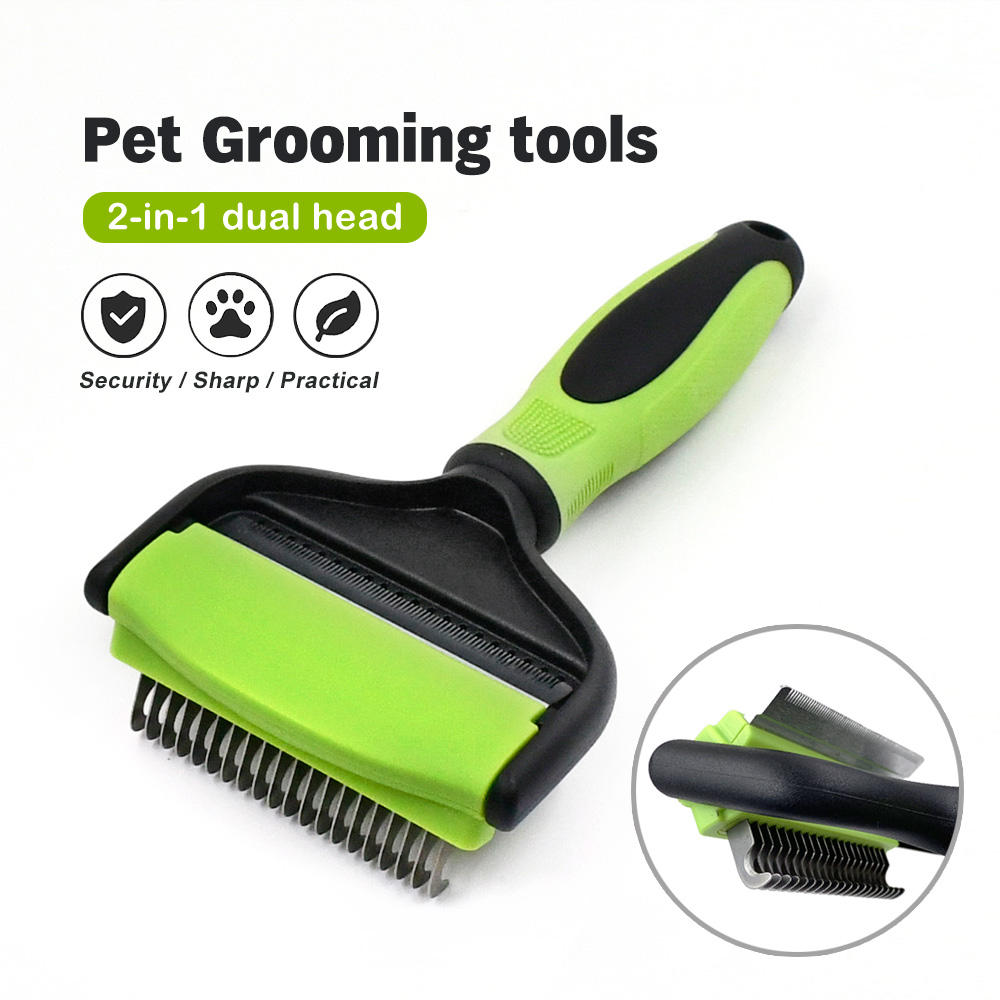 2 In 1 Pet Long Hair Grooming Tool Hair Deshedding And Dematting Dog Cat Brush