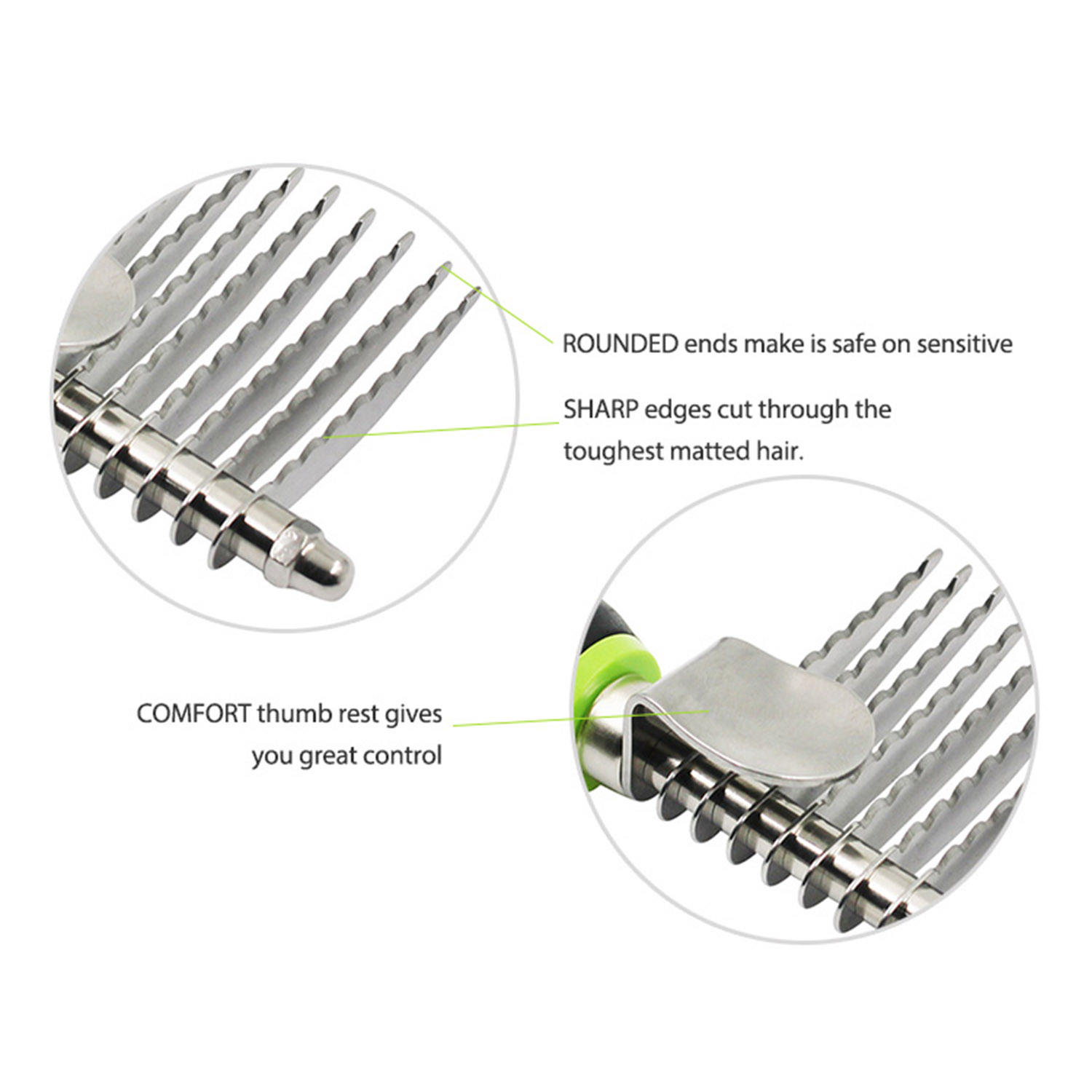 Pet Dematting Tool Cat Dog Stainless Steal Blades Hair Grooming Comb