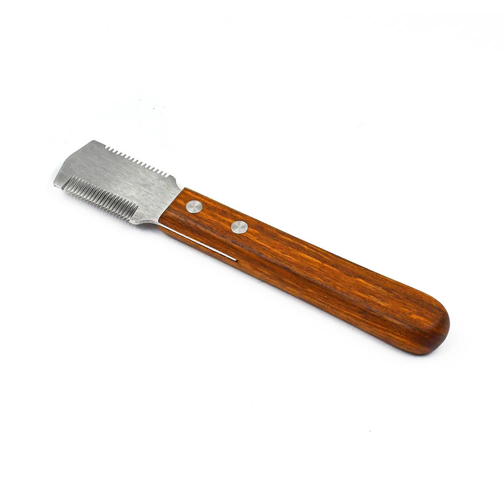 Professional Double Side Wooden Handle Pet Grooming Tool Dog Hand Stripping Knife Comb