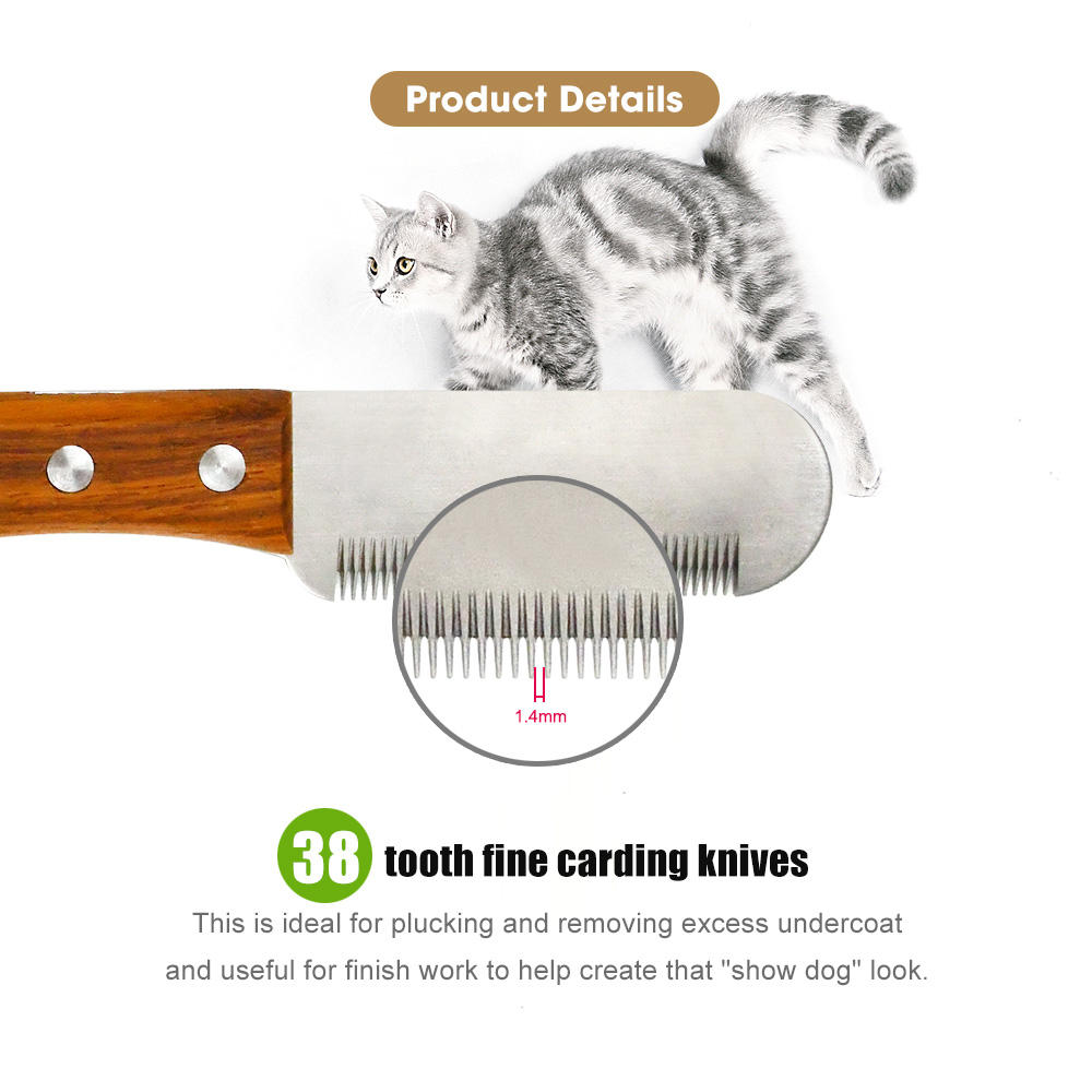 Stainless Steel Fine Coat Stripper Pet Undercoat Hair Grooming Carding Stripping Knife