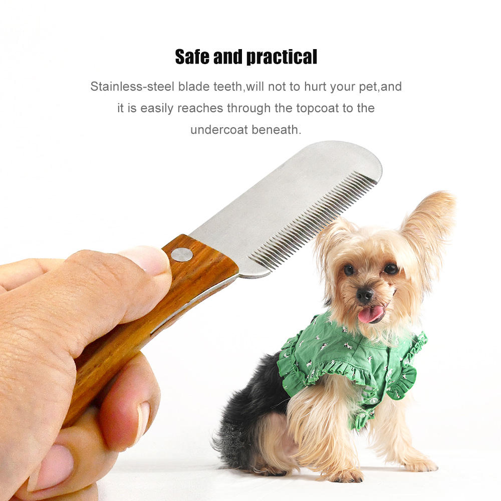 Stainless Steel Fine Coat Stripper Pet Undercoat Hair Grooming Carding Stripping Knife