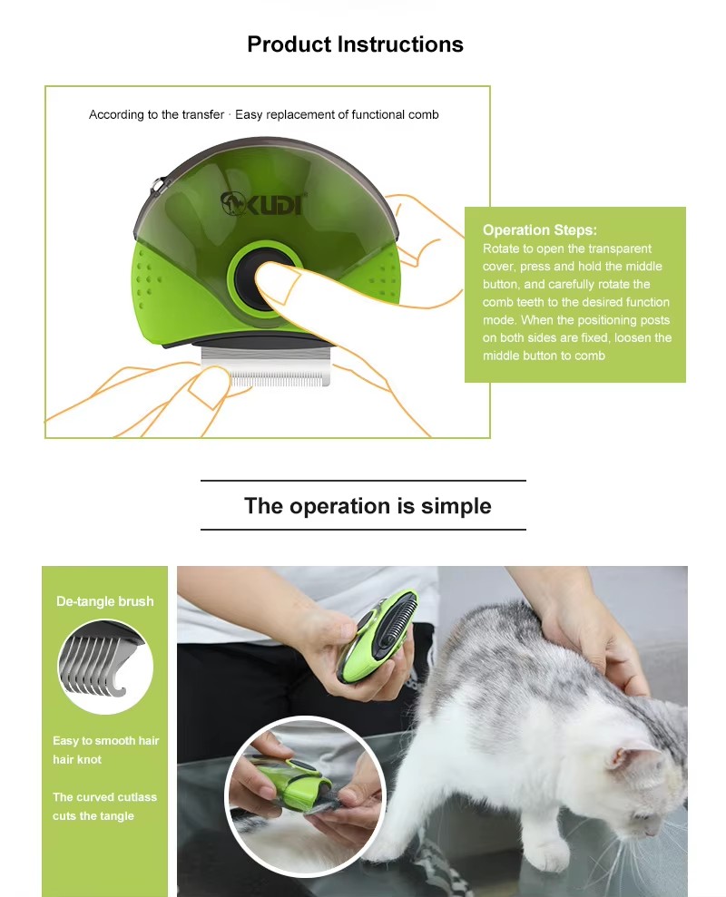 Portable Pet Dematting Tool Dog and Cat Hair Grooming Daily Brush Comb for Deshedding